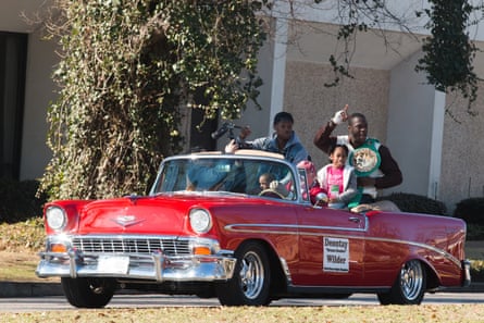 Deontay Wilder is honored with a parade in Tuscaloosa after winning the WBC heavyweight championship in 2015.