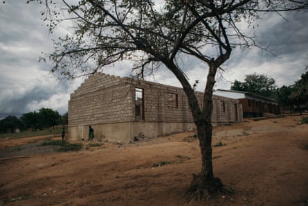 A derelict building on a hill.
