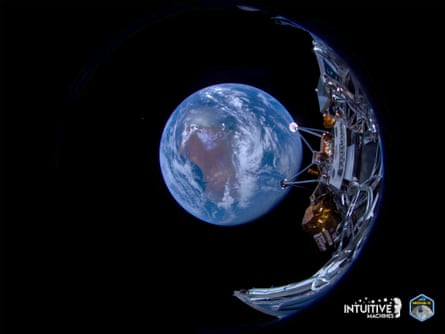 Lunar lander with Earth in background