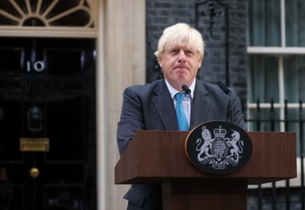 Boris Johnson delivers a speech outside 10 Downing Street before officially resigning