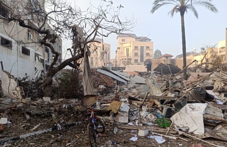 Pile of rubble where Press House used to stand
