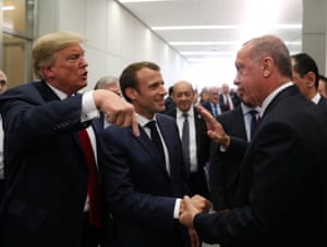 President Erdogan chats with President Trump and President Macron
