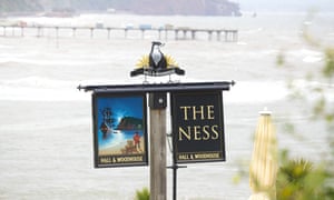 Pub sign for the Ness with a badger on top.