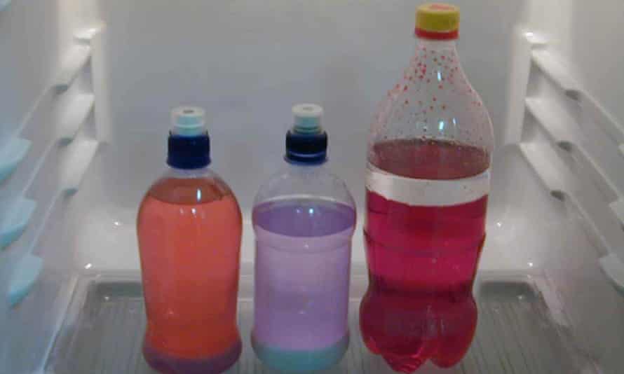 Bottles used in the manufacture of meth in a New Zealand home-based P lab.