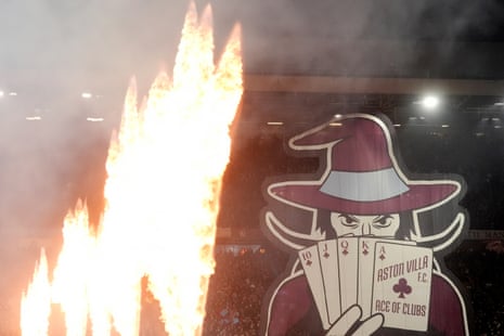 A tifo is unveiled by the Aston Villa fans ahead of the Premier League match against Chelsea at Villa Park.
