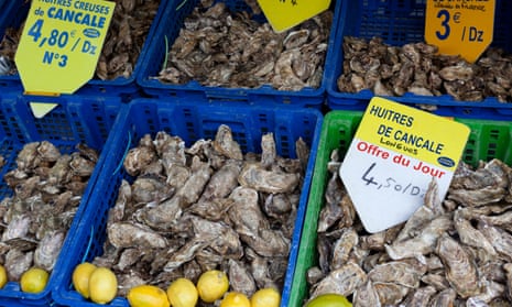 Oysters in Cancale fish market, Brittany.