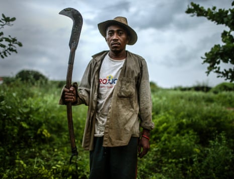 Former slave Francisco Rodrigues dos Santos on the piece of land where he lives and farms in Monsenhor Gil, Piauí state, Brazil