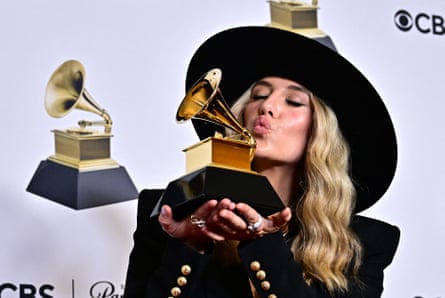 Wilson poses with the Grammy for best country album at the 2024 ceremony.
