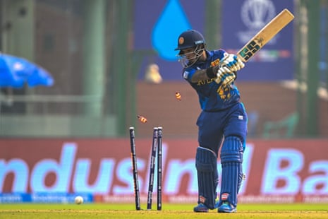 Pathum Nissanka is bowled out