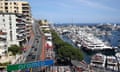 F1 cars race alongside the harbour in Monte Carlo.