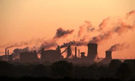 Emissions below from a steel plant in Scunthorpe.