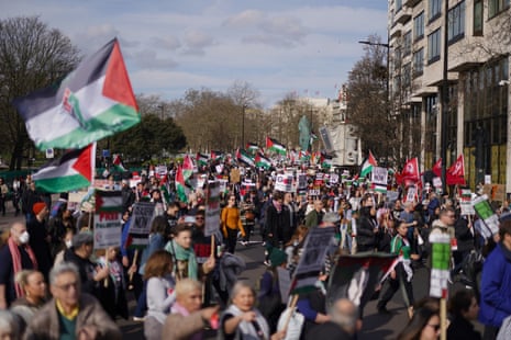 People taking part in a pro-Palestine march on Saturday will walk from Hyde Park Corner to the US embassy in London.
