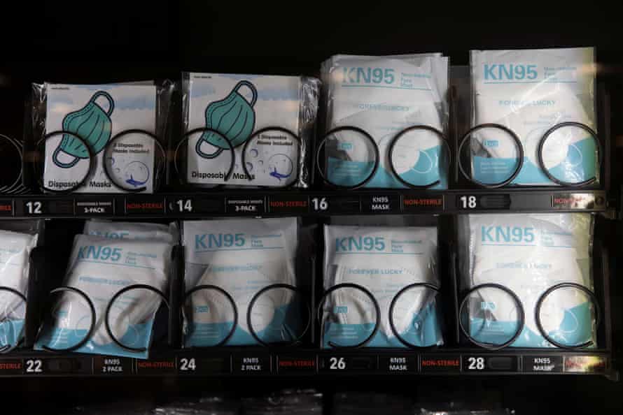 KN95 masks or sale in a vending machine at San Diego airport.