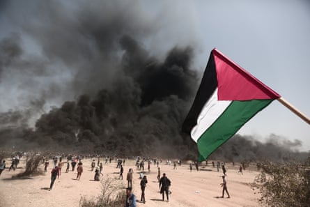 Palestinians stage a demonstration within the ‘Great March of Return’ in Khan Yunis, Gaza.