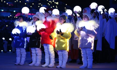 The children from the opening ceremony returned for the closing ceremony