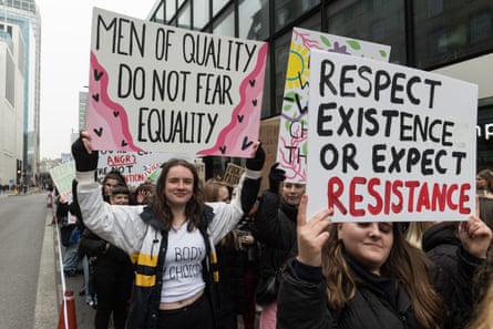 Demonstrators march against rising violence against women and girls, London, 18 January 2025.