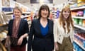 Yvette Cooper, Rachel Reeves and Angela Rayner in a supermarket in April