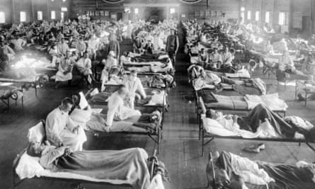 Influenza patients at Fort Riley, Kansas, in 1918.