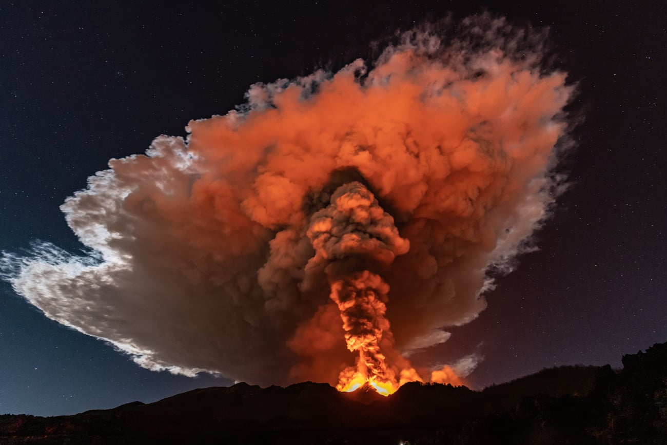 Lava fountains put on a spectacular display. Photograph: Getty Images