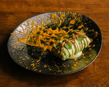 Ackee and saltfish spring roll, at 2210 By Natty Can Cook, In Herne Hill, south London.