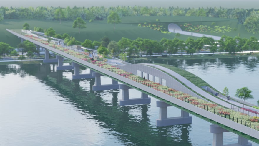 A rendering of a potential future wildlife crossing.