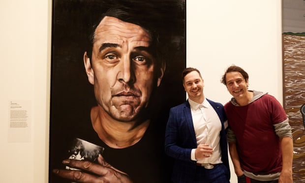 Jeremy Eden and Samuel Johnson at the Art Gallery of NSW with Eden’s portrait Samuel Johnson.
