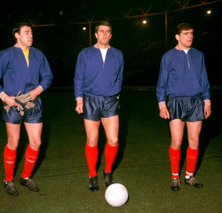 Geoff Hurst lines up for England against West Germany in February 1966