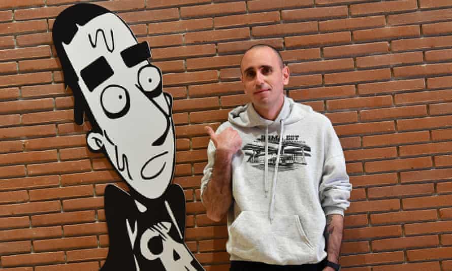 Michele Rech at a screening at the Tear Along the Dotted Line festival in Rome.