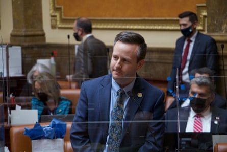 A man in a legislative chamber.