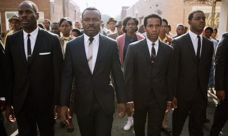Colman Domingo asRalph Abernathy, David Oyelowo as Martin Luther King, Andre Holland as Andrew Young and Stephan James as John Lewis, in a scene from the 2014 film Selma. 