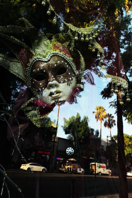 Large dipper, boxing and bikers in LA: Wembley to Soweto initiative 2022 – photograph essay | Pictures 4 Mistress of Disguise – a mask stall in the Los Angeles plaza