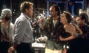 Arnold Schwarzenegger, Art Malik and Jamie Lee Curtis in True Lies.