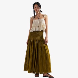 Falda larga convertible Raven Solid de Free People en verde oliva.