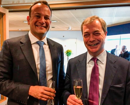 With then MEP Nigel Farage after Varadkar addressed the European parliament, 2018
