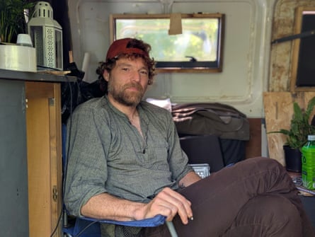 Lee James sitting in his van