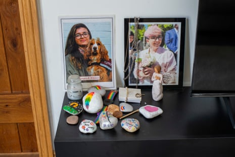 Photographs of Immy with painted stones dedicated to her.