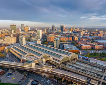 An aerial view of Manchester Piccadilly station.