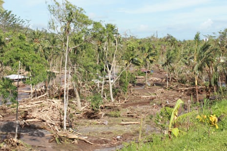 Lelata village, Samoa, which sustained heavy damage from flash flooding as a result of Cyclone Evan.