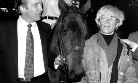 Donald Trump, a horse and Andy Warhol, 1983.