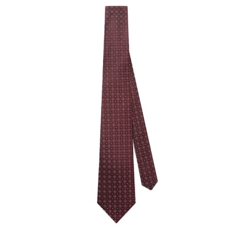 T.M. Lewin red geometric floral tie
