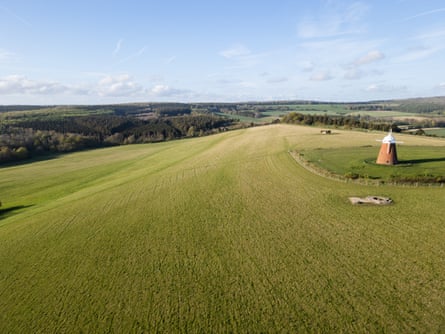 Green fields with a windmill