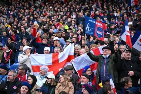 England fans wave their flags at Stade Chaban-Delmas.