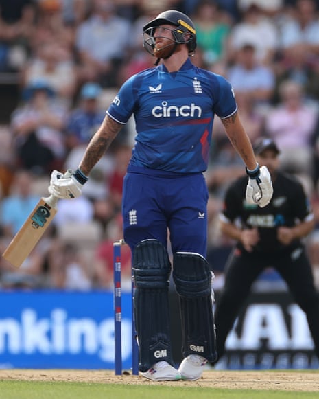 Ben Stokes of England looks dejected after being dismissed by Trent Boult.