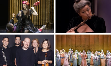Clockwise from top left: Finnish National Opera’s Don Giovanni, Emily Beynon of the Concertgebouw, The Tale of Tsar Saltan from La Monnaie, and Australia’s Syzygy Ensemble