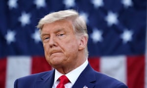 Donald Trump in the White House Rose Garden on Friday. Trump said he expects an emergency use authorisation for Pfizer’s Covid vaccine ‘extremely soon’.