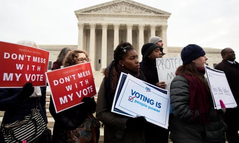 Advocates for voting rights outside the supreme court in January.