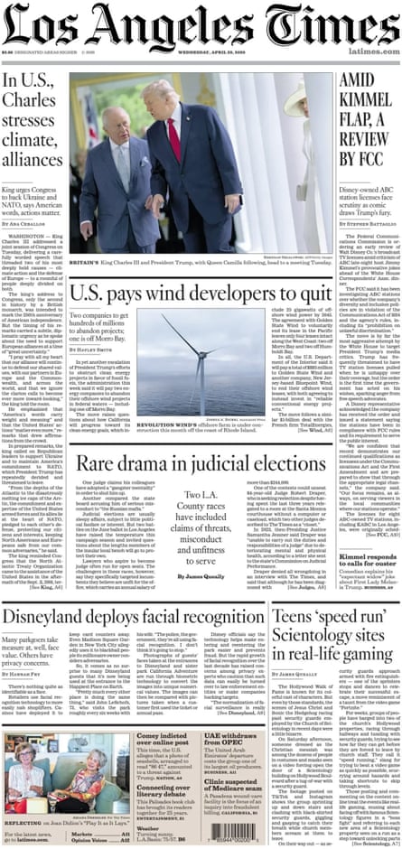 Front page of the Los Angeles Times