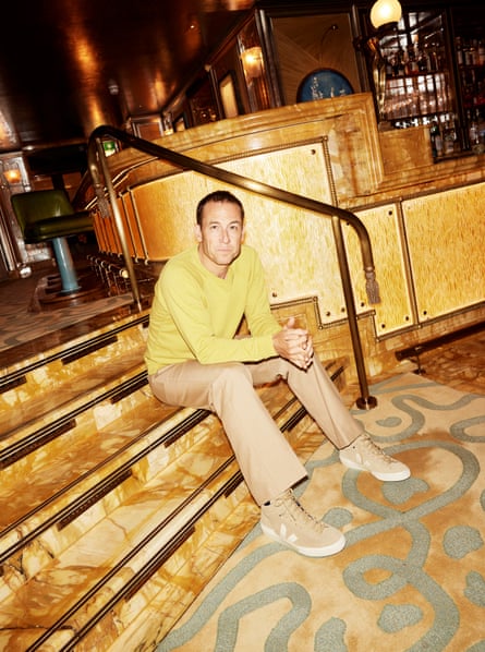 Mellow yellow: sweatshirt by Folk (mrporter.com); trousers by Sefr (matchesfashion.com); and trainers by vegastore.com. Shot at the Dorchester’s Vesper Bar.