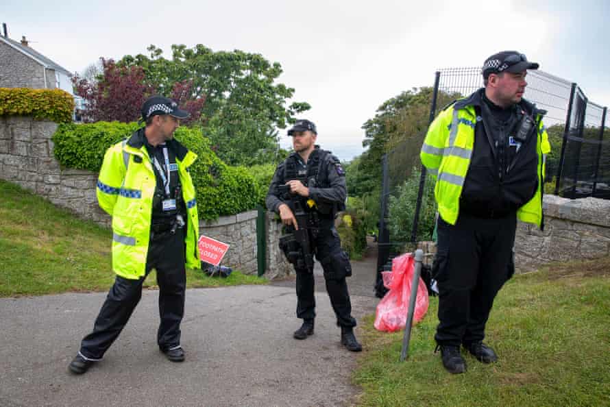 Armed police at Carbis Bay.