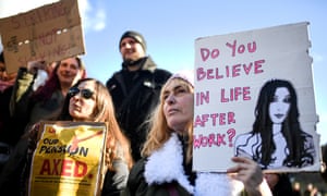 University workers attend a rally outside the Scottish Parliament on 8 March 2018 over pensions changes